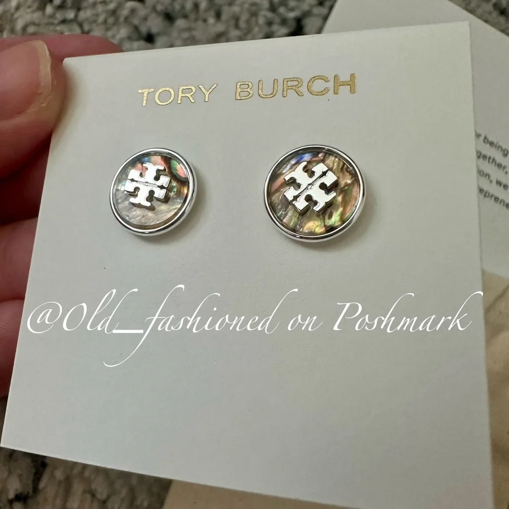 Price Firm - TORY BURCH Abalone Stud Earrings